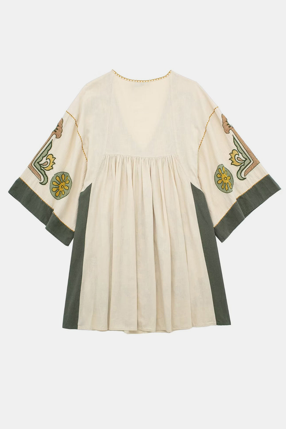 Printed V-Neck Three-Quarter Sleeve Mini Dress - MyEmpired