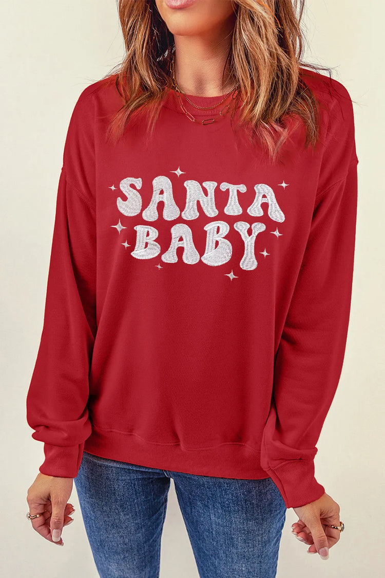SANTA BABY Round Neck Long Sleeve Sweatshirt - MyEmpired
