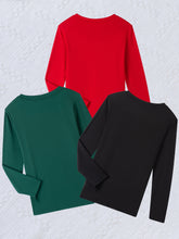 Heart Graphic Print 3pcs Crew Neck Long Sleeve T-shirts, Girls&