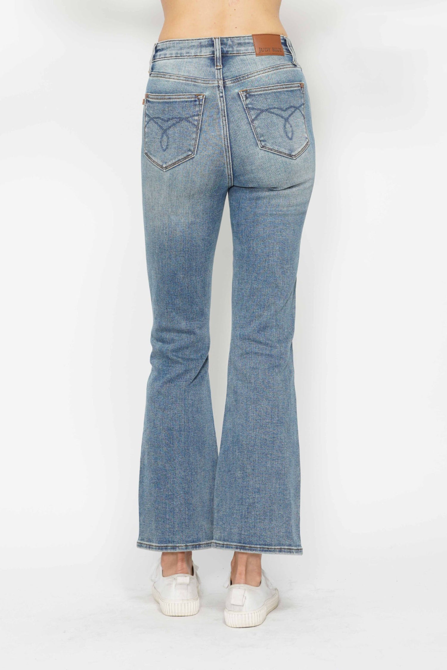 Judy Blue Full Size Tummy Control Back Embroidered Pocketed Bootcut Jeans Plus Size - MyEmpired