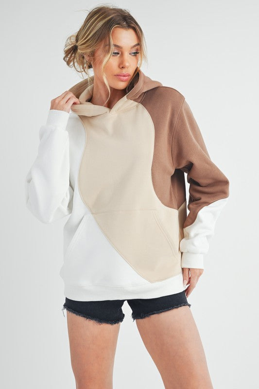 Aemi + Co Color Block Hoodie with Kangaroo Pocket - MyEmpired