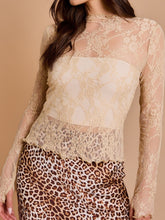 Lace Mock Neck Long Sleeve Top - MyEmpired