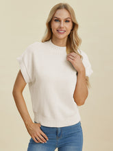 Double Take Full Size Mock Neck Short Sleeve Sweater - MyEmpired