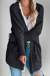 Double Take Pocketed Open Front Long Sleeve Cardigan - MyEmpired