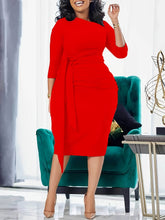 Crew Neck Sash Sheath Dress - MyEmpired