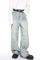 Washed Straight Leg Jeans - MyEmpired