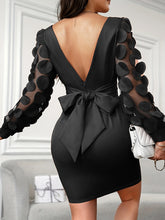 Applique Tie Back Slim Dress - MyEmpired