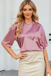 Round Neck Dropped Shoulder Top - MyEmpired