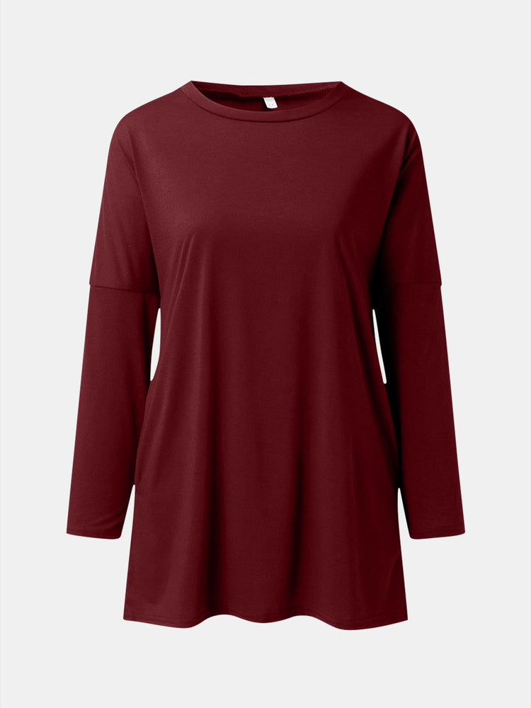 Full Size Round Neck Long Sleeve T-Shirt - MyEmpired