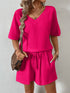 V-Neck Half Sleeve Top and Shorts Set - MyEmpired