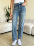 Judy Blue Full Size Mid Rise Distressed Straight Jeans - MyEmpired