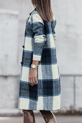 Double Take Full Size Plaid Button Up Lapel Collar Coat - MyEmpired
