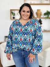 Double Take Full Size Printed Balloon Sleeve Blouse - MyEmpired