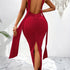 Backless Knot Strap Ruched Dress - MyEmpired