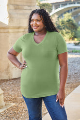 Basic Bae Bamboo Full Size V-Neck Short Sleeve T-Shirt - MyEmpired