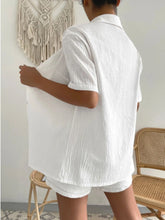 Button Up Short Sleeve Shirt and Drawstring Shorts Set - MyEmpired