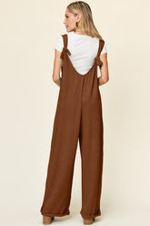 Double Take Full Size Texture Sleeveless Wide Leg Jumpsuit - MyEmpired