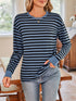 Lovelet Striped Round Neck Long Sleeve T-Shirt - MyEmpired