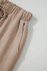 Button Down Vest and Drawstring Wide Leg Pants Set - MyEmpired