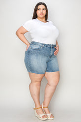 Judy Blue Full Size High Waist Raw Hem Denim Shorts - MyEmpired