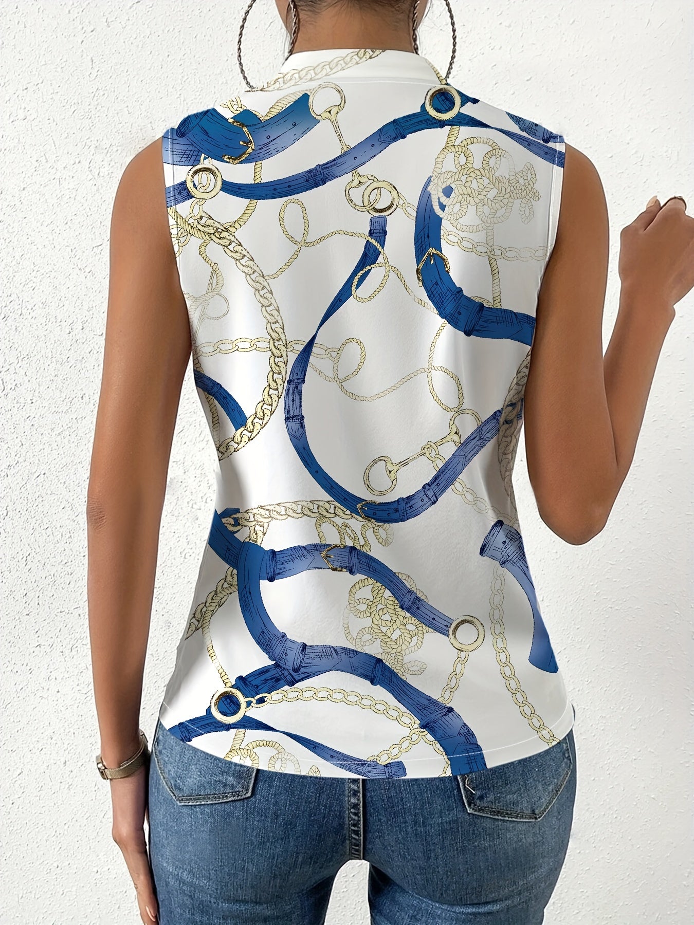 Chain Print V Neck Tank Top - MyEmpired