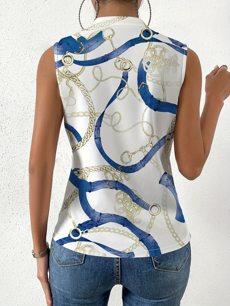 Chain Print V Neck Tank Top - MyEmpired