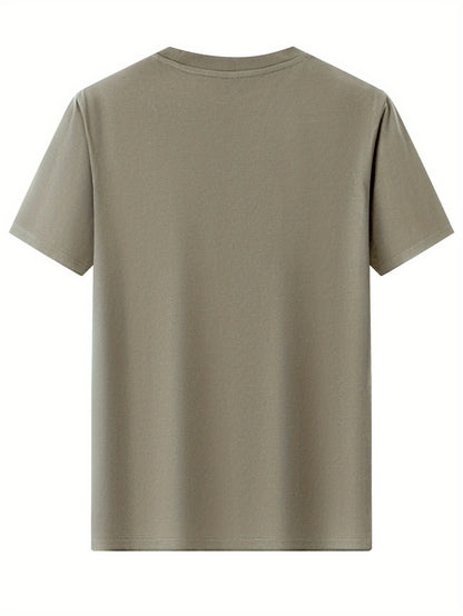 Men's 100% Cotton T-Shirt, Simple Print Design, Basic Cotton Top for Men, Suitable for Daily Summer Wear