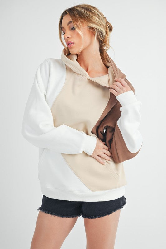 Aemi + Co Color Block Hoodie with Kangaroo Pocket - MyEmpired