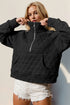 Double Take Half Zip Long Sleeve Quilted Sweatshirt with Pocket - MyEmpired