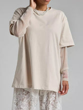 Faux Layered Round Neck Mesh Sleeve Top - MyEmpired