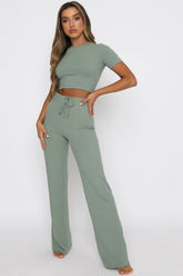 Round Neck Short Sleeve Top and Pants Set - MyEmpired
