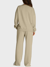 Round Neck Long Sleeve Top and Slit Pants Set - MyEmpired