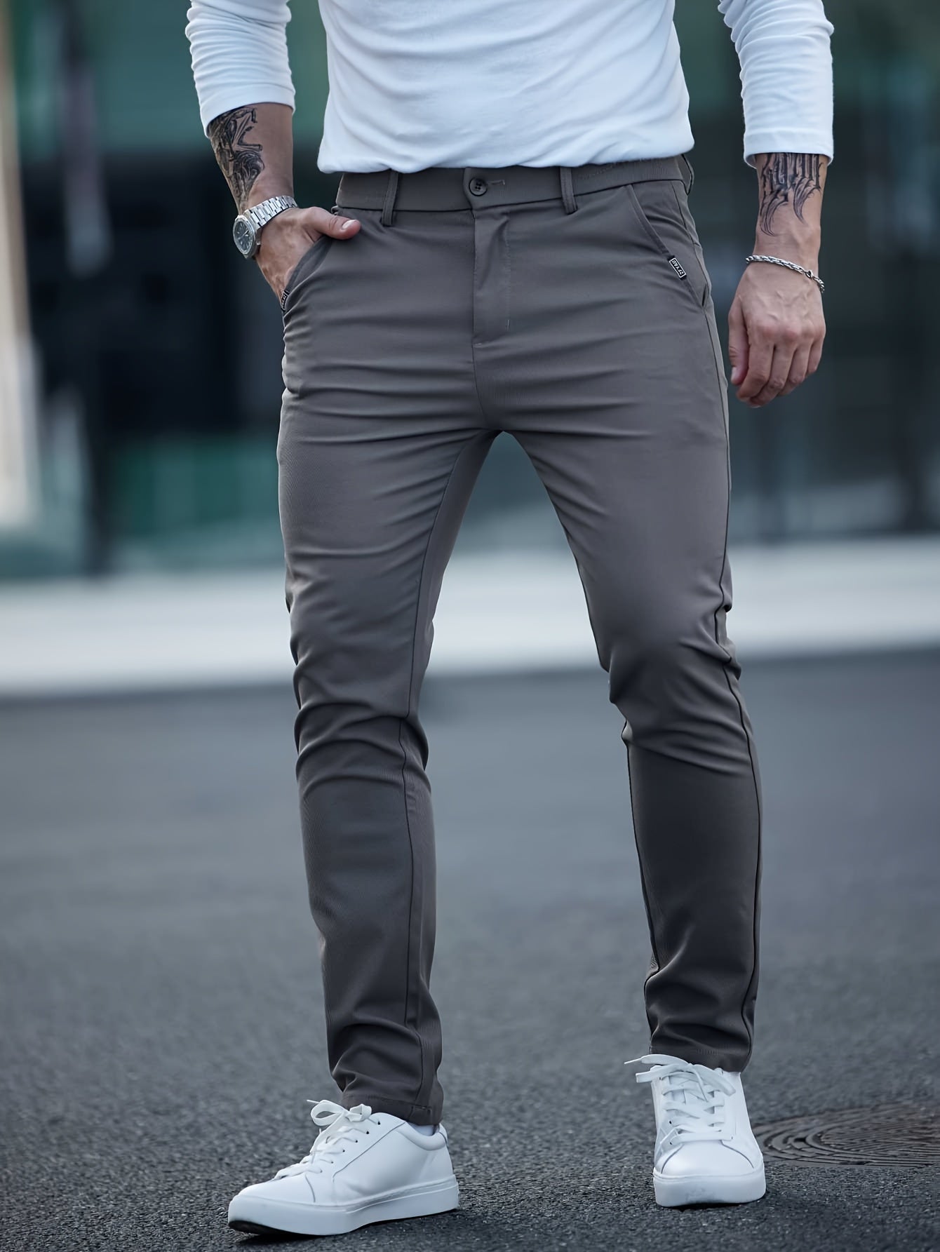 Men's Solid Color Straight Leg Pants, Casual Comfy Outdoor Trousers For Spring And Autumn As Gift