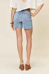 Judy Blue Full Size High Waist Raw Hem Denim Shorts - MyEmpired