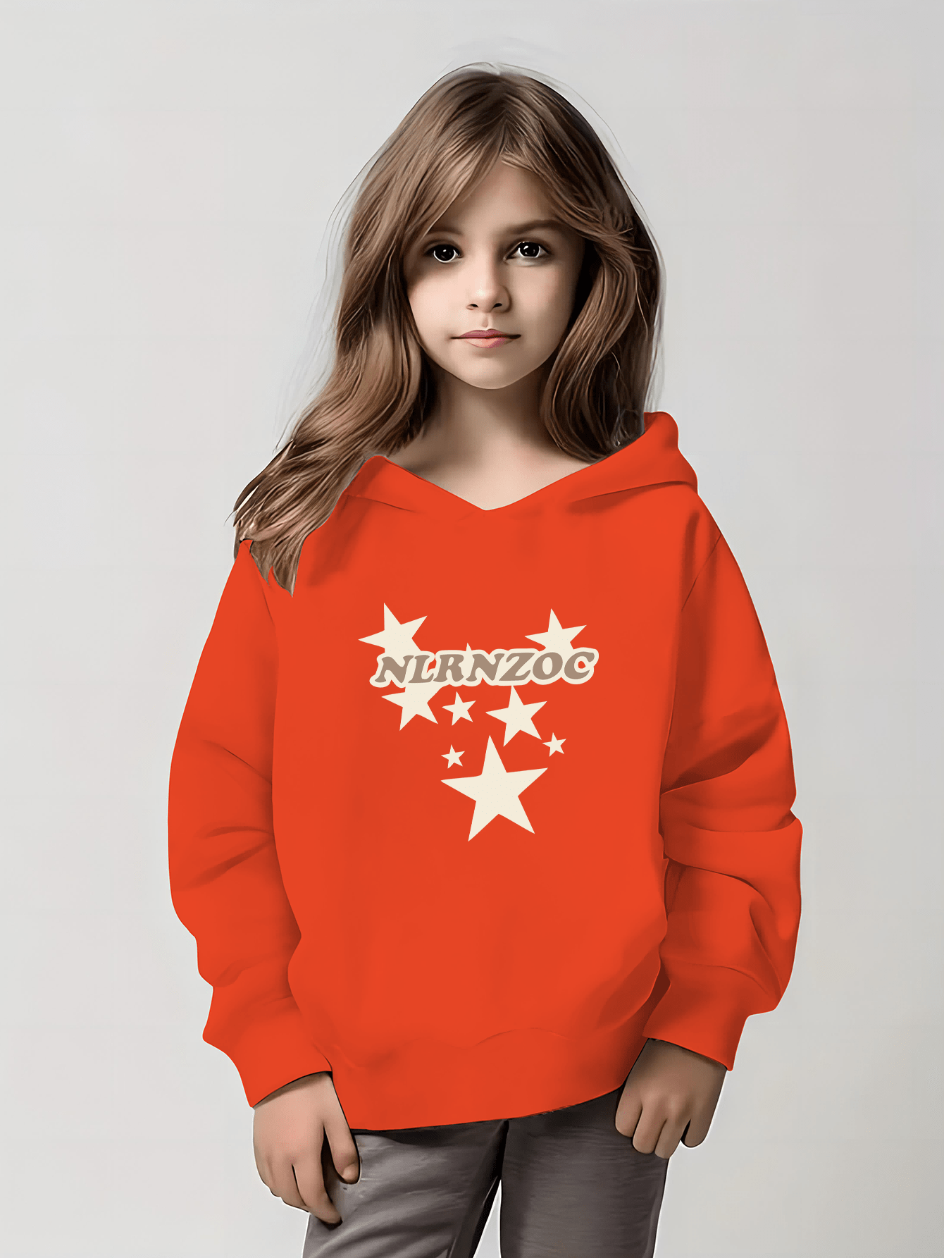 NLRNZOC With Stars Graphic Print, Girls' Warm Thermal Hoodie, Casual And Comfy Hooded Sweatshirt Top Pullover With Fleece For Girls For Fall And Winter, As Gifts