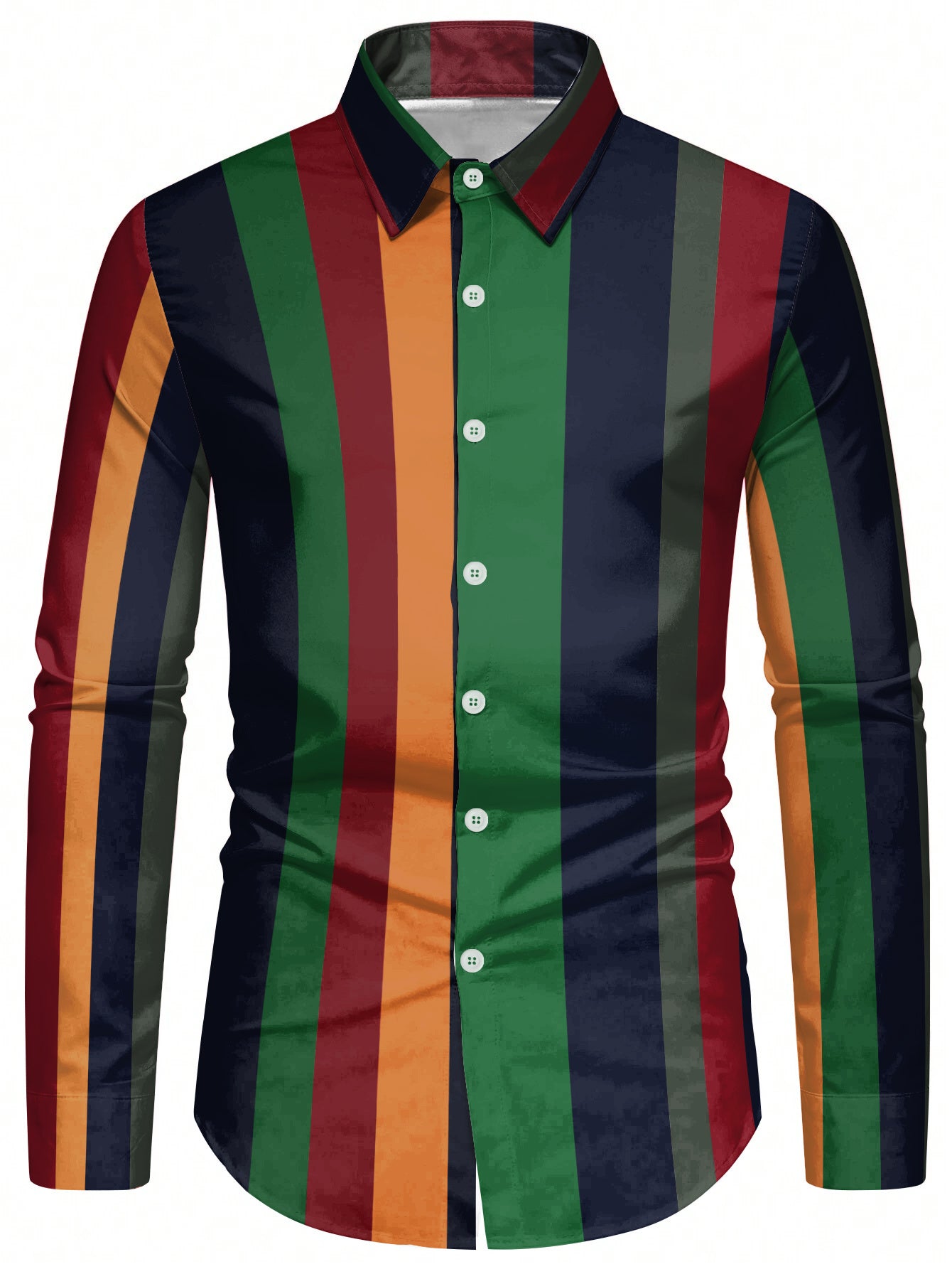 Men's Colorful Stripe Graphic Print Shirt