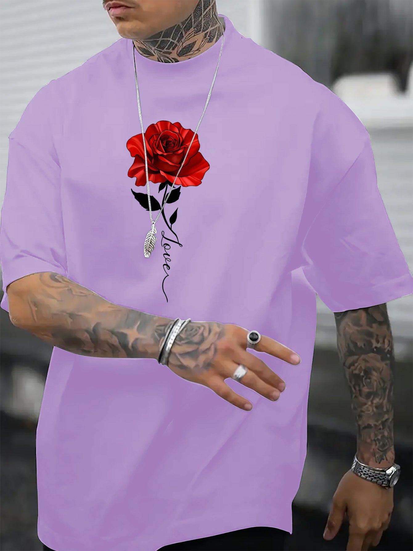 Roses Printed Men's T-shirts, Men's Novel Pattern Design T-shirts, Summer Casual And Comfortable T-shirts, Fashionable Short-sleeved Comfortable Wild Summer T-shirts