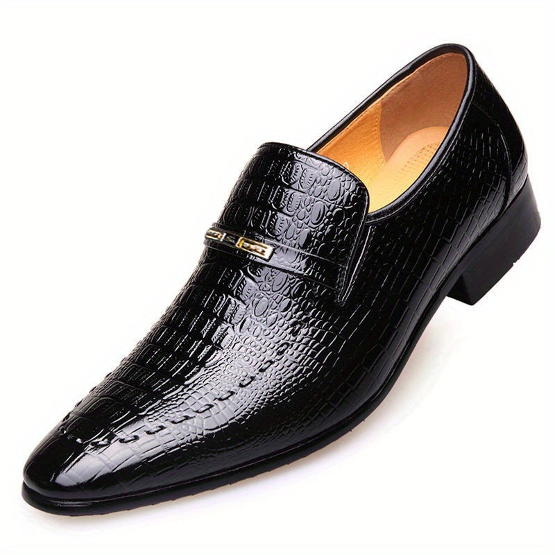 Men's Casual Solid Color Slip On Business Shoes, Formal Dress Shoes For Wedding Party Office