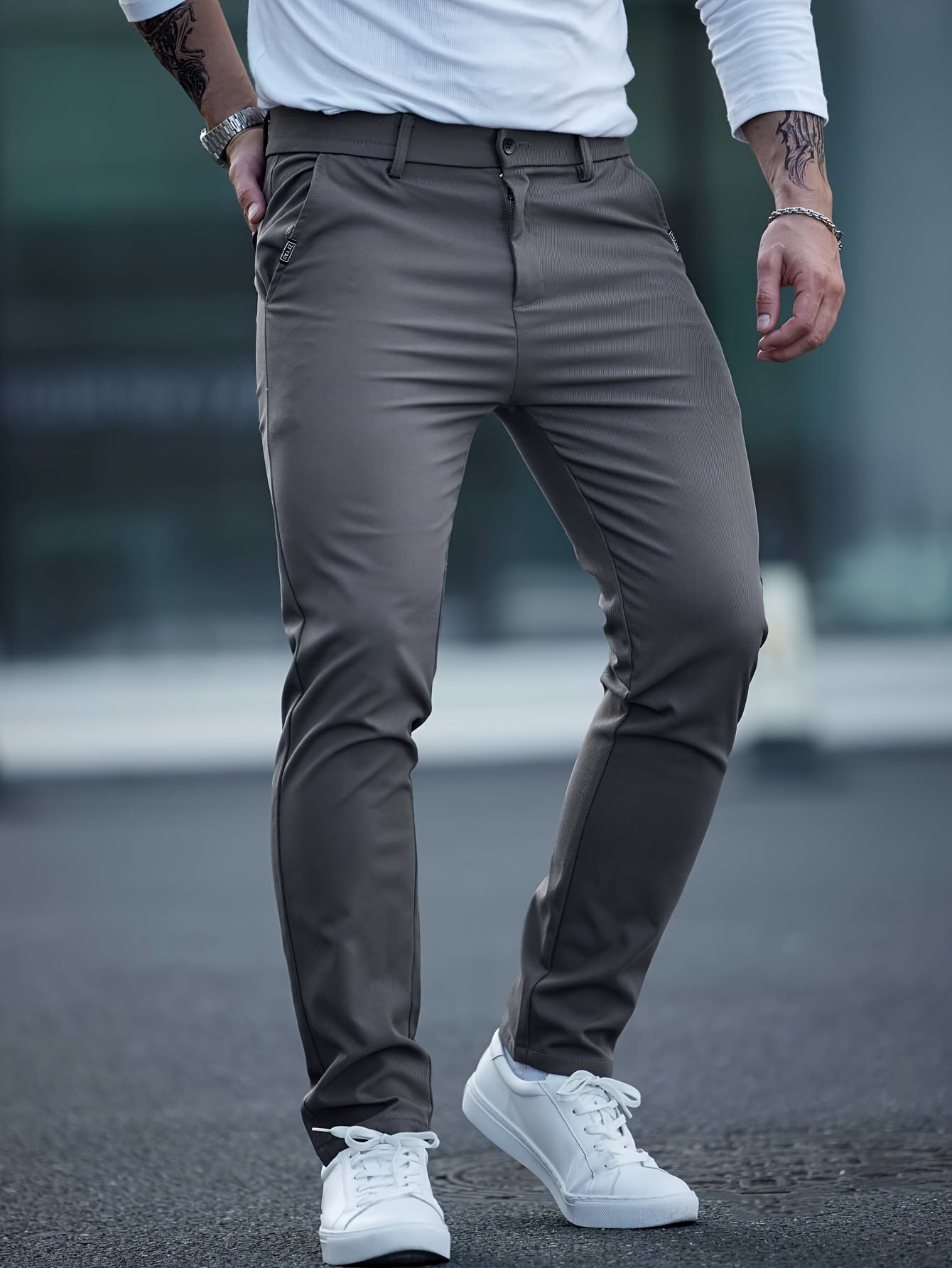 Men's Solid Color Straight Leg Pants, Casual Comfy Outdoor Trousers For Spring And Autumn As Gift