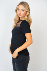White Birch Mesh Pearl Detail Short Sleeve T-Shirt - MyEmpired