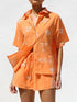 Printed Button Down Short Sleeve Top and Shorts Set - MyEmpired