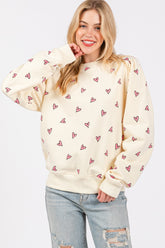 SAGE + FIG Heart Printed Contrast Long Sleeve Sweatshirt - MyEmpired