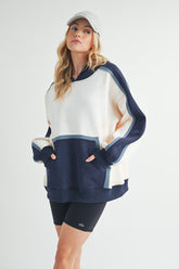 Aemi + Co Color Block Kangaroo Pocketed Hoodie - MyEmpired