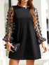 Round Neck Butterfly Mesh Long Sleeve Mini Dress - MyEmpired