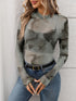 Printed Mock Neck Long Sleeve Mesh T-Shirt - MyEmpired
