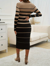 Elegant Striped Knit Sweater Dress - Long Sleeve, Crew Neck, Bodycon Fit for Women | Perfect for Fall/Winter - MyEmpired