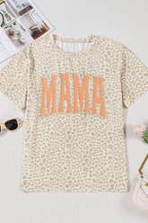 MAMA Letter Graphic Leopard Round Neck T-Shirt - MyEmpired