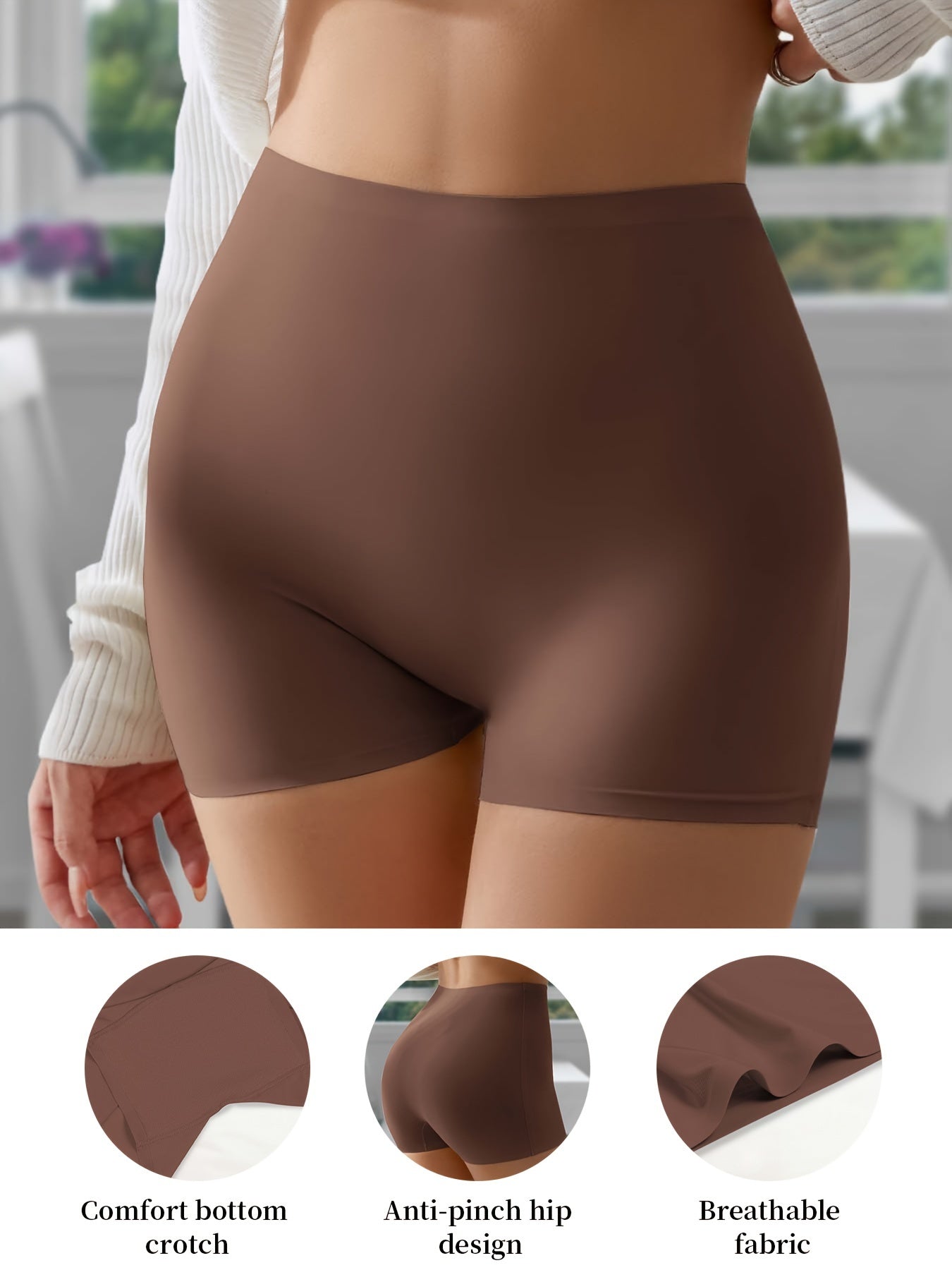 1pc Elegant Seamless High-Waist Shapewear Panties for Women - Polyamide Knit Fabric, Solid Color, High Support, Comfort Fit with Anti-Pinch Hip Design and Breathable Weave