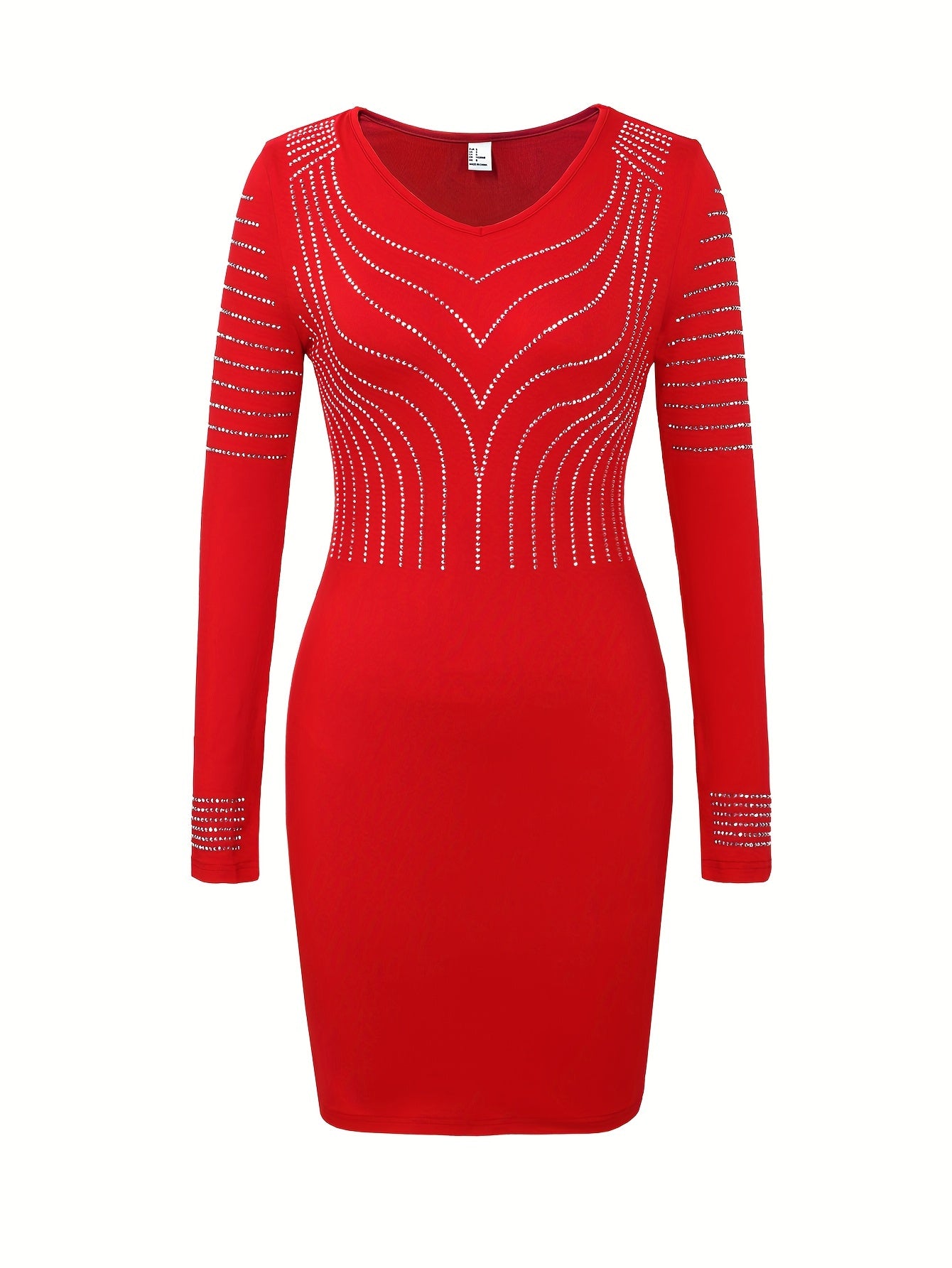 Sequin Bodycon Aline Dress, Elegant Slinky Long Sleeve Dress For Spring & Fall, Women&