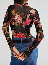 Floral Mock Neck Long Sleeve Top - MyEmpired